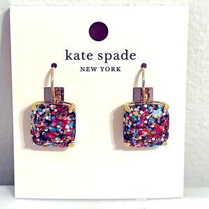 Kate Spade Multi Glitter Square Drop Earrings NWT